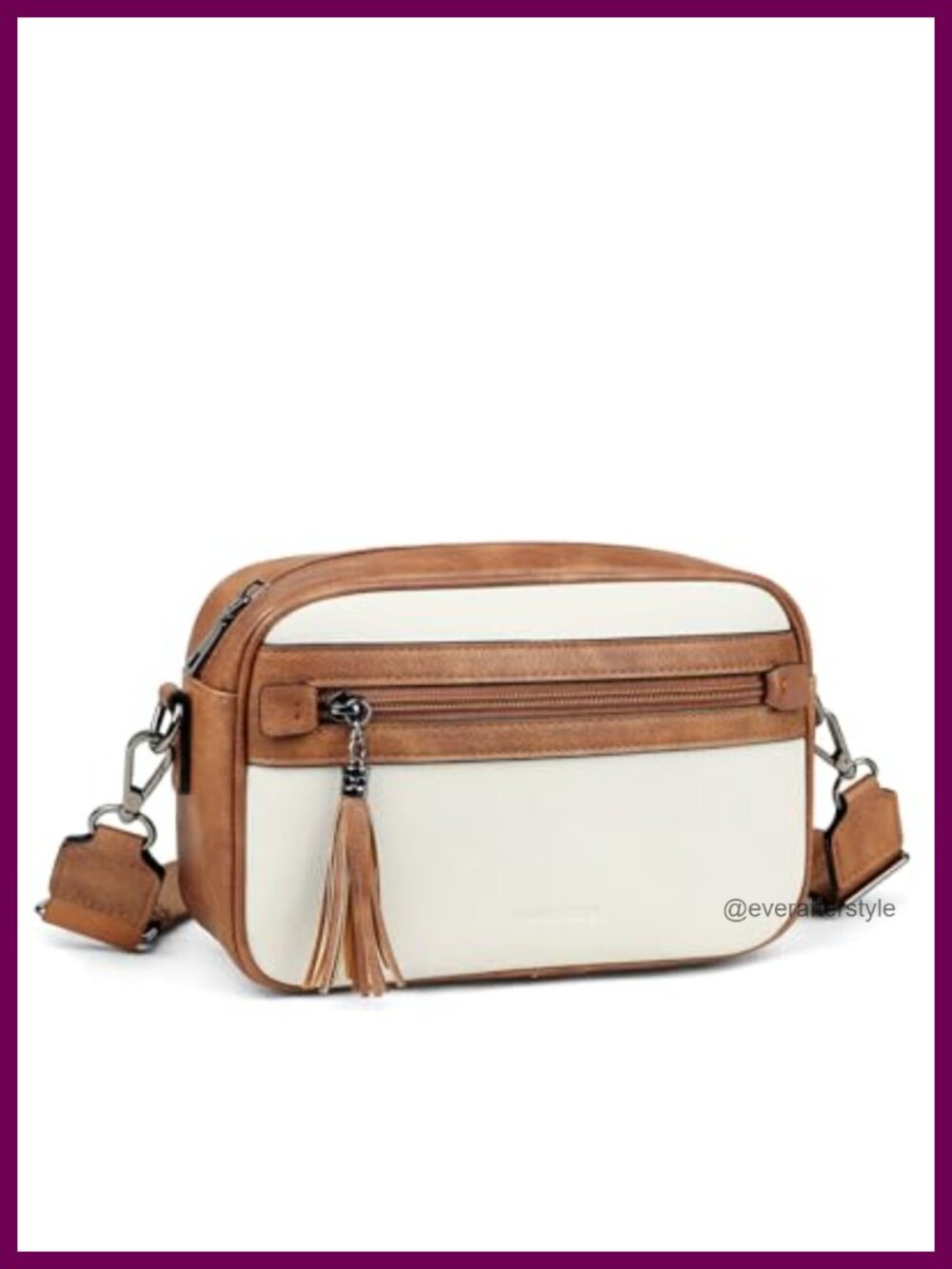 Vegan Leather Crossbody Bag Tassel Adjustable Strap Multi-Pocket Travel Purse